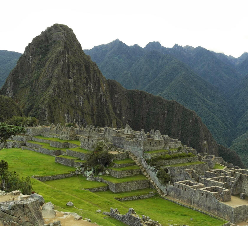 Machu Picchu ruins beneath the Andean mountains